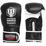 MASTERS FIGHT EQUIPMENT MASTERS RBT-PERFECT-GRIP Leather Boxing Gloves 12 oz biało - czarne kesztyű 01587-12-0105