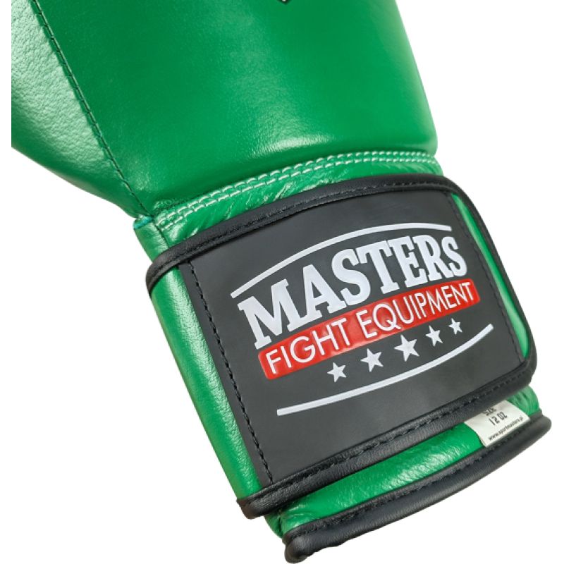 MASTERS FIGHT EQUIPMENT RBT-GREENSTRIKE Leather Boxing Gloves 12 oz Green zöld kesztyű 012310-12