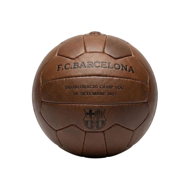 FC Barcelona Camp Nou Retro Soccer Official Licensed Genuine Leather B1048 brązowy futball labda