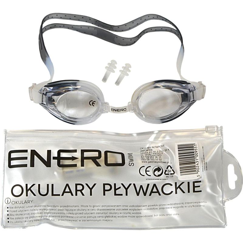 Enero Black Swimming Goggles With Plugs fekete goggles, training equipment