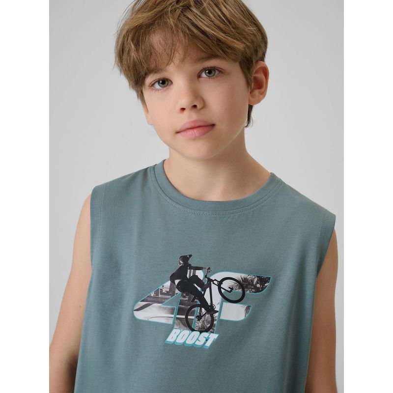4F Boy's regular sleeveless T-shirt with print póló