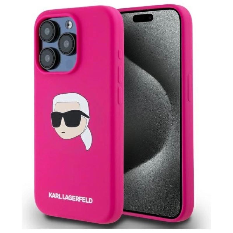 Karl Lagerfeld KLHMP15XSKHPPLF iPhone 15 Pro Max 6.7" fuchsia/fuschia hardcase Silicone Karl Head Print MagSafe táska
