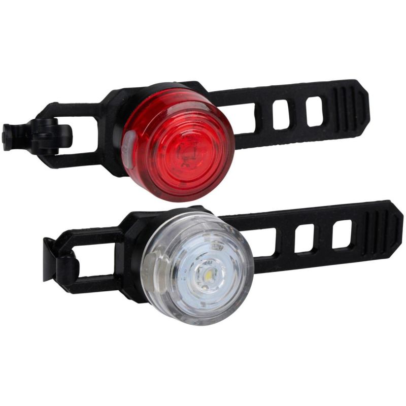 Dunlop Set Of Silicone Led Bike Lights Front And Rear Round Black fekete készlet GSP-346212