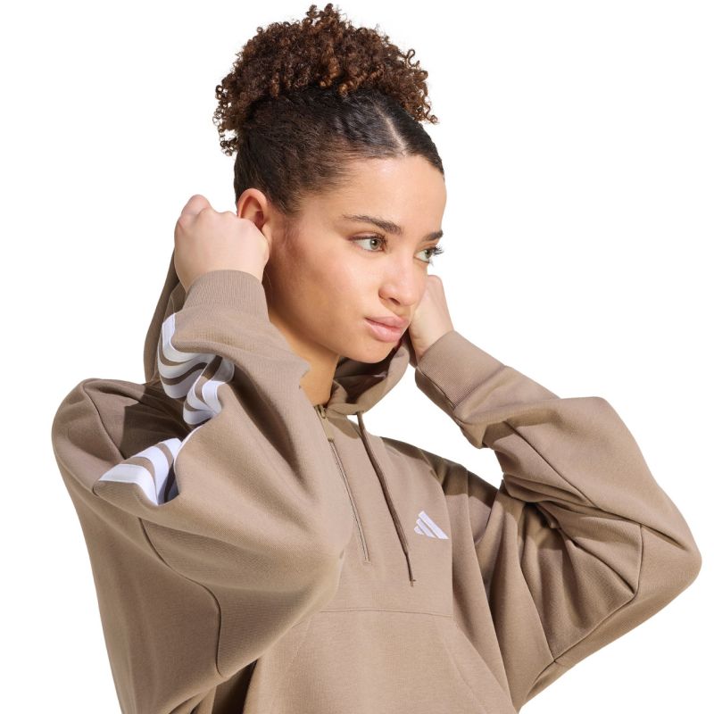 Adidas Essentials 3-Stripes French Terry Quarter-Zip Women’s Sweatshirt Beige 2xs pulóver KF8315