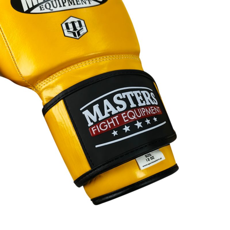 MASTERS FIGHT EQUIPMENT RBT-MEX Leather Boxing Gloves 12 oz Yellow sárga kesztyű 012204-12