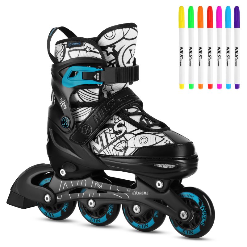 NH10907 4in1 ROLLER SKATES WITH EXTENDED HOCKEY BLADES TINTY GREEN SIZE S(31-34) NILS EXTREME zöld utcai cipő