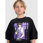 Boy's oversize T-shirt with print 4F 4FJRAW25TTSHM3062-20S