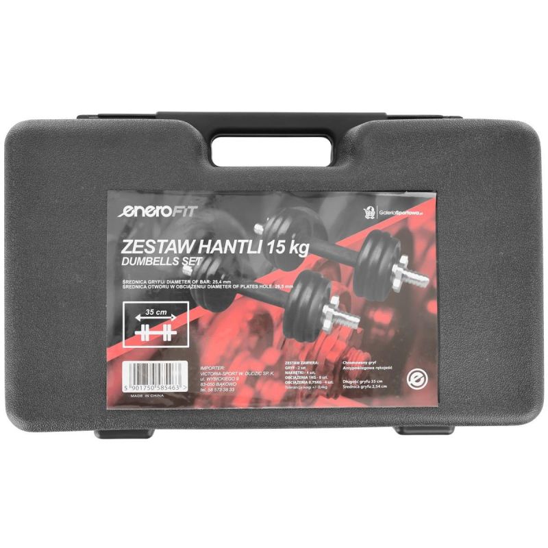 Enero CAST IRON DUMBBELL 15 KG (2x7.5 KG) FIT CASE dumbbell, strength training equipment, training equipment