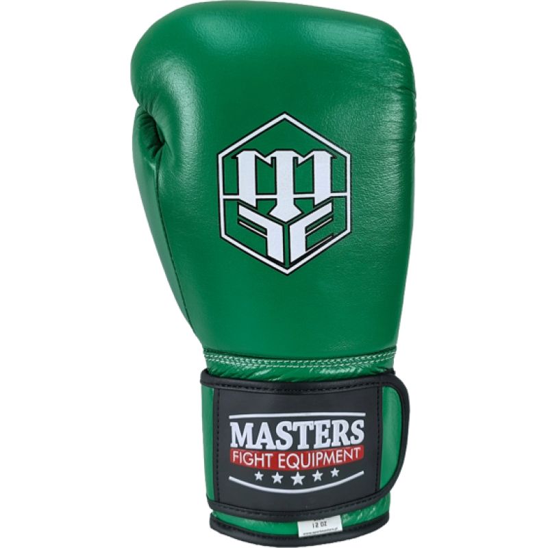 MASTERS FIGHT EQUIPMENT RBT-GREENSTRIKE Leather Boxing Gloves 12 oz Green zöld kesztyű 012310-12