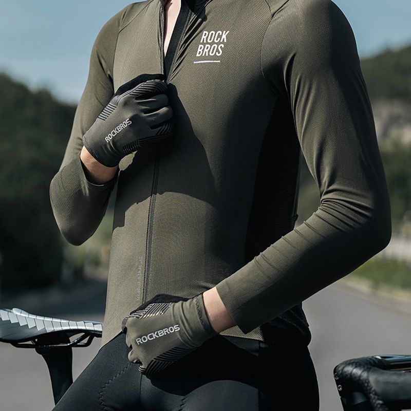 Rockbros cycling gloves spring/summer/autumn, full, size: S - green zielony \ s kesztyű