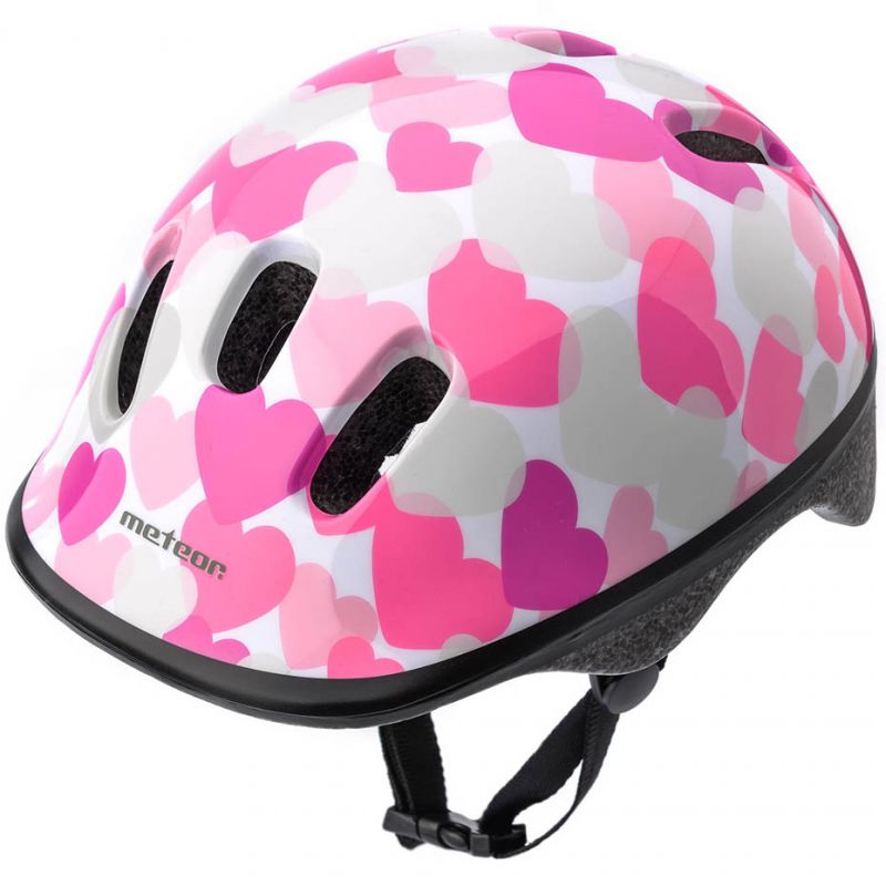 Meteor KS06 Hearts pink bike helmet size XS 44-48cm Jr rózsaszín helmets