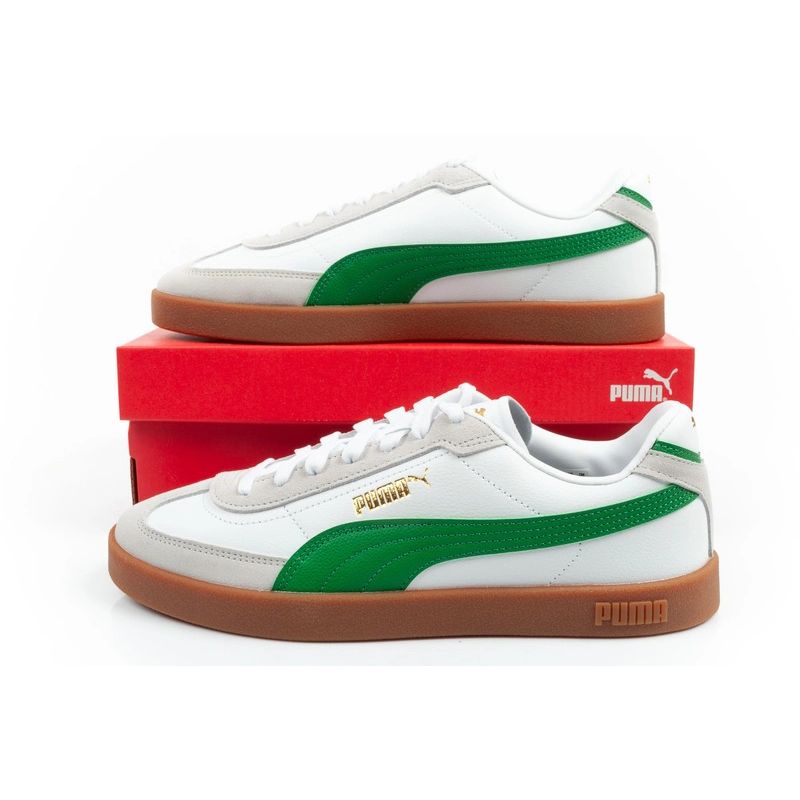 Puma Club II Era men's sports sneakers leather white gray zöld utcai cipő