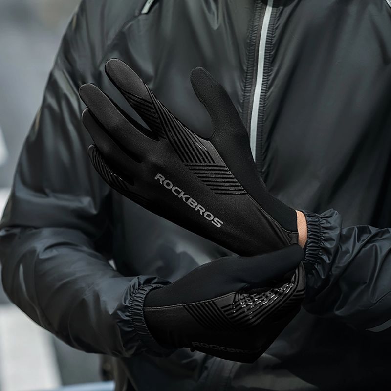 Rockbros cycling gloves spring/summer/autumn, full, size: XXL - black czarny \ xxl kesztyű
