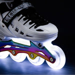 NH10905 4in1 LED WHITE ROLLER SKATES WITH RAINBOW HOCKEY BLADE SIZE M (35-38) NILS EXTREME fehér utcai cipő