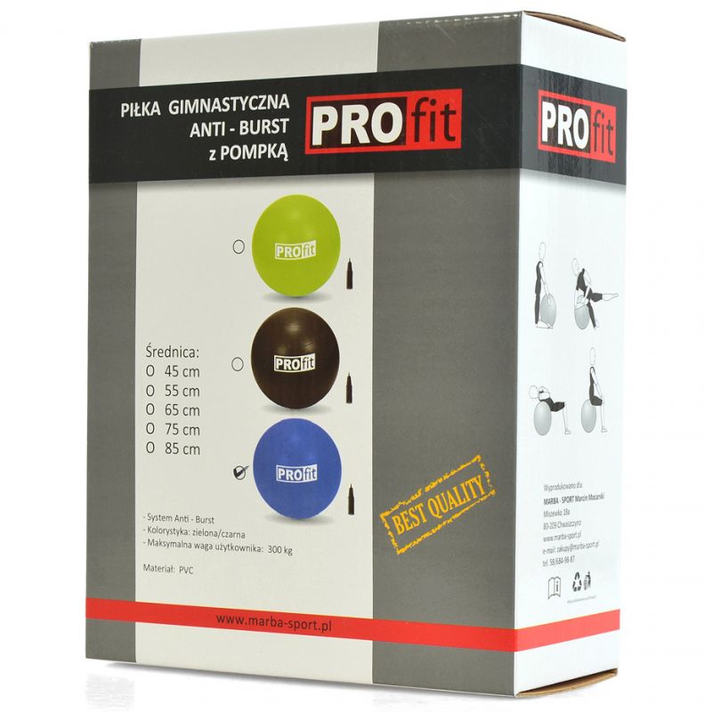 PROfit 85cm blue gym ball with pump DK2102 Edzőfelszerelés