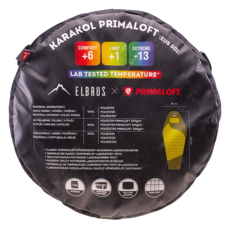 Elbrus Karakol Primaloft sleeping bag sárga tourist equipment, sleeping bags