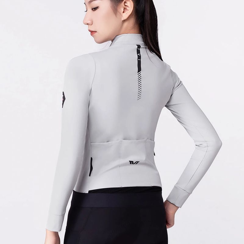 Rockbros TVI women's cycling jersey insulated autumn/winter L - white and gray l \ szary || biały kötött sapka 15310007004-211734