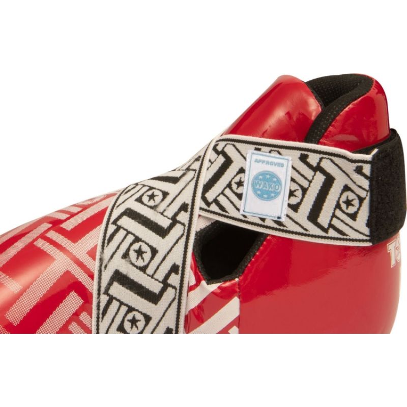 TOP TEN OSTT-PU "SUPERLIGHT PRISM" Foot Protectors (WAKO APPROVED) czerwony+m protectors and knee pads