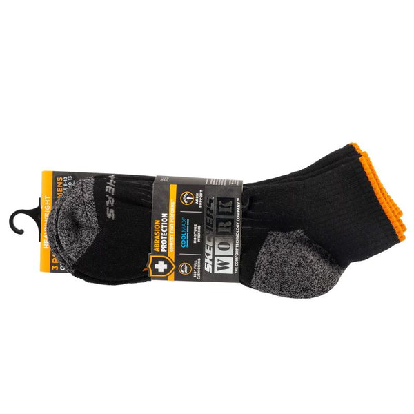 Skechers 3pk Mens Work Qtr Socks S115423-BLK Black 41-46 General