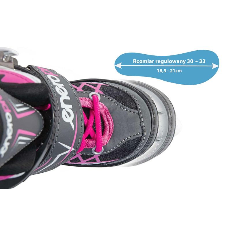Enero Roller Skates-Roller Skates-Ice Skating 4in1 Pro Led 30-33 Pink-Gray szürke skates, roller skates