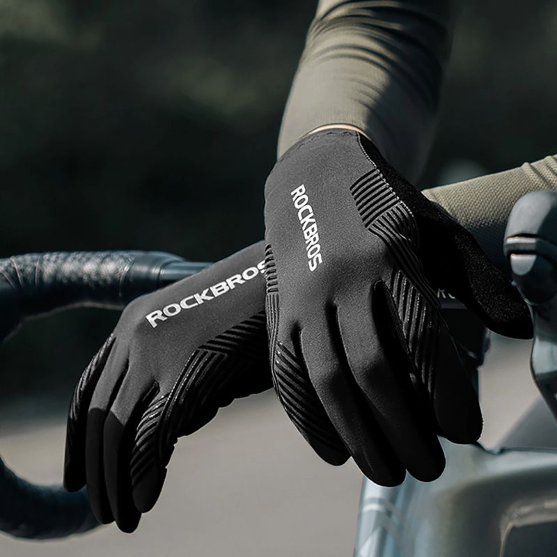 Rockbros cycling gloves spring/summer/autumn, full, size: L - black czarny \ l kesztyű