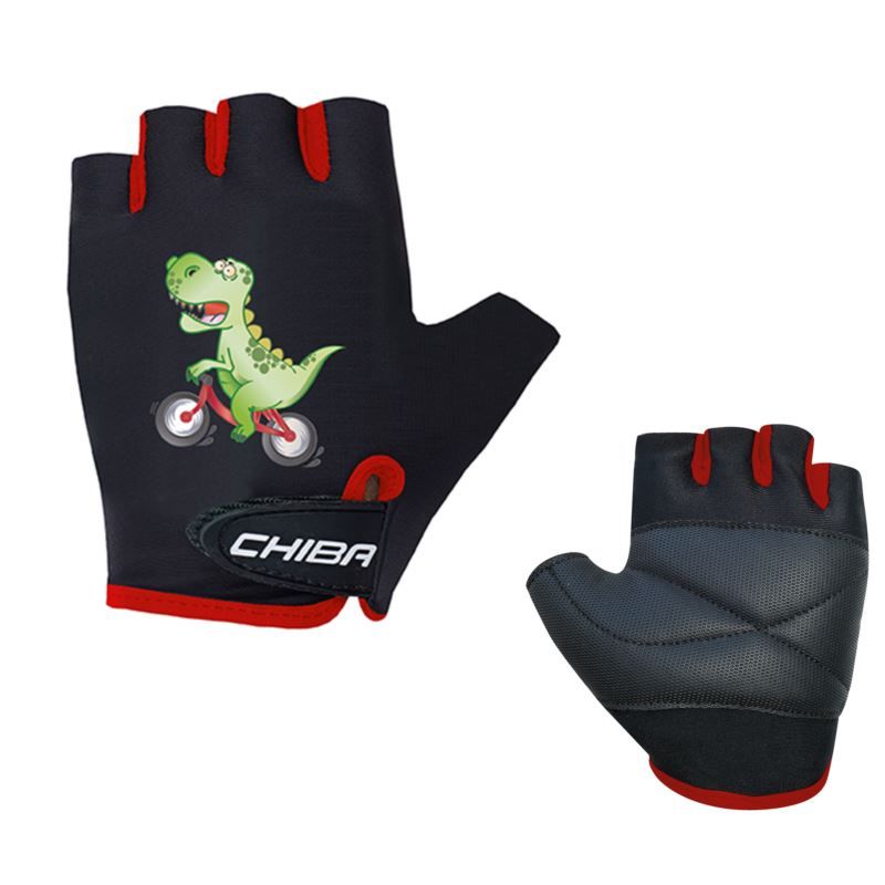 CHIBA COOL KIDS black dinosaur gloves fekete kerékpáros kesztyű SI3050518CD-3