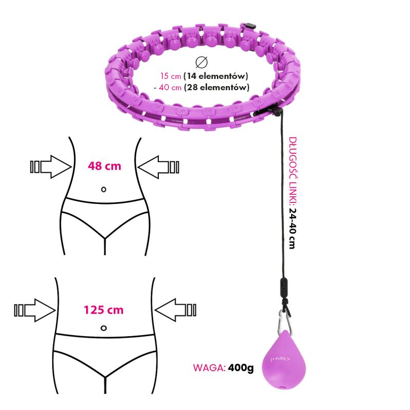 HMS Hula Hop Set Hhw12 Violet With Nuts And Weight + Belt Br163 Black Plus Size fekete póló 17-44-620