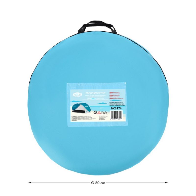 NILS CAMP NC3174 self-pitching beach tent, turquoise-gray szürke hátizsák