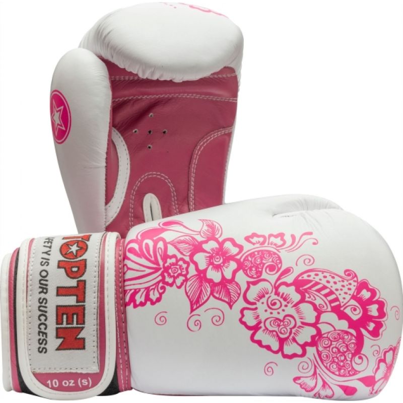 TOP TEN "Ultimate Woman" Boxing Gloves 10 oz White and Pink czarno - różowy kesztyű