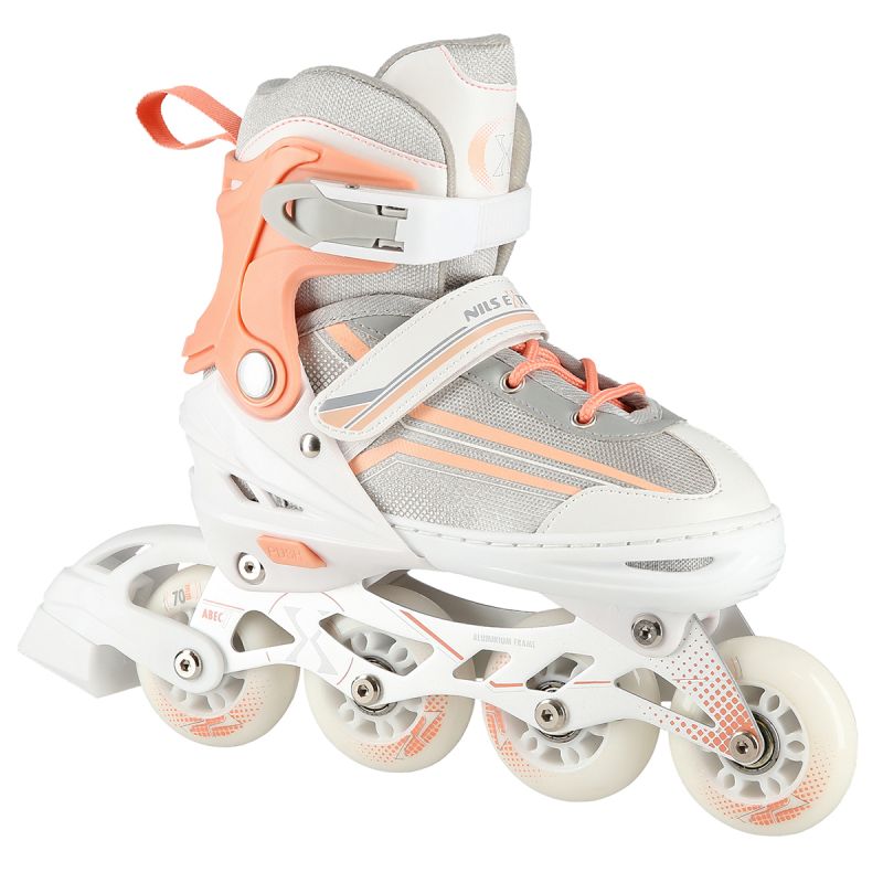 NILS Extreme NH18190 2in1 roller skates, white and pink, size L (39-43), with replaceable HOCKEY blade rózsaszín utcai cipő