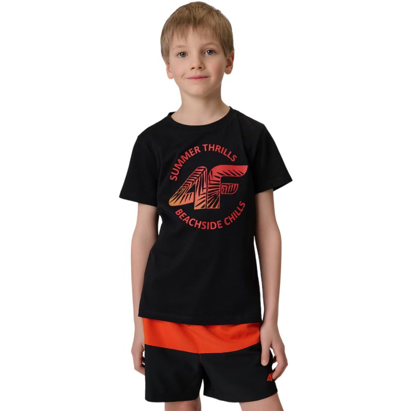 4F Boy's T-shirt M3284 deep 20S fekete póló 4FJWSS26TTSHM328420S