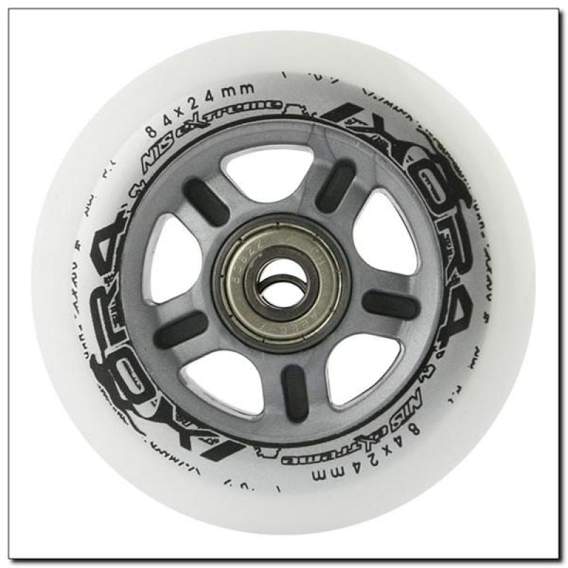Nils Extreme PU 84x24 82A TRANSPARENT (4 pcs) + ABEC-7 CHROME (8 pcs) SET görkorcsolya 16-32-018