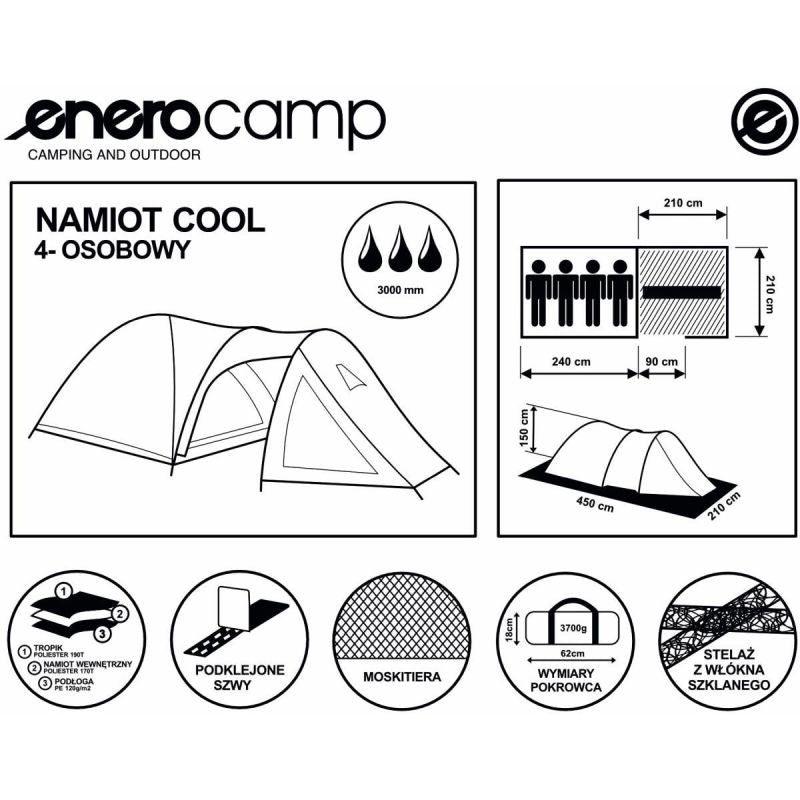 Enero Camp 4-Person Cool Black-Blue Tent kék tents, tourist equipment