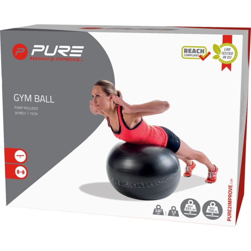 Pure 2 Improve Fitness Ball 75cm Black fekete balls, medicine balls