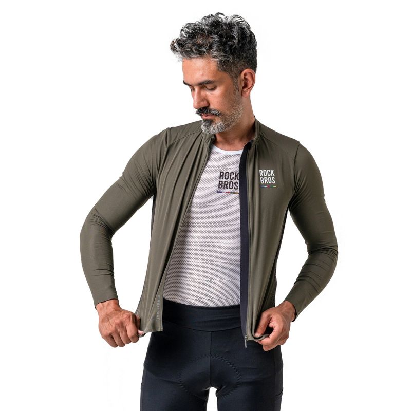 Rockbros 15220003004 ROAD TO SKY men's cycling jersey long sleeve - green zöld póló