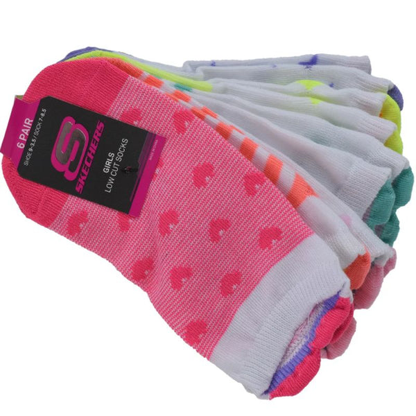 Skechers Girls 6pk3D Heart Low Cut S116502-MULT Multicolored 31-34 General