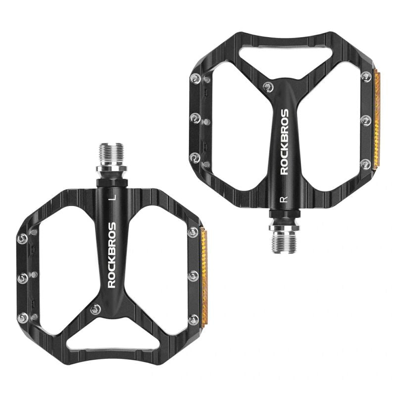 Rockbros C700 Reflective Aluminum Platform Bicycle Pedals - Black