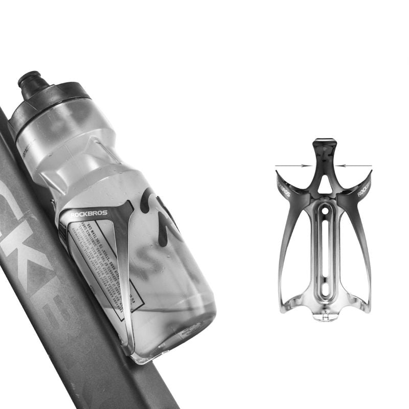 Rockbros RKL02 Aluminum Bottle Cage - Black and Silver czarny || srebrny training equipment