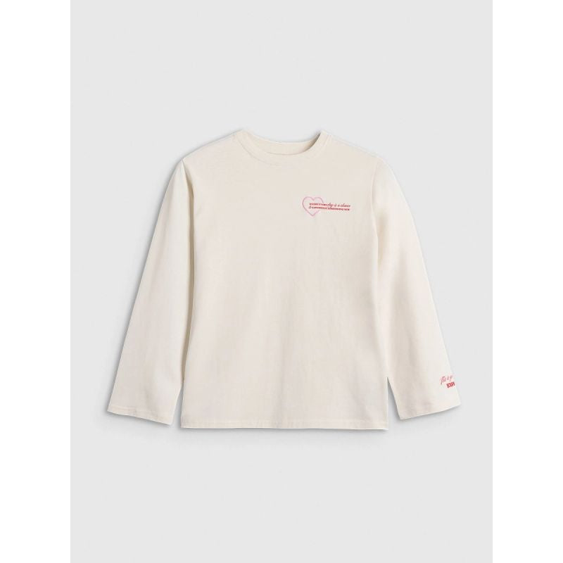 Oversized longsleeve with print for girls 4F 4FJRAW25TLONF589-11S hosszú ujjú póló