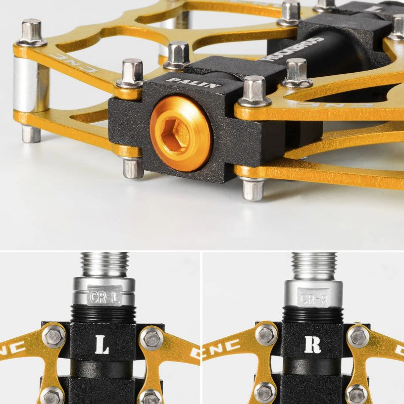 Rockbros 2010-12L Aluminum Platform Bicycle Pedals - Gold