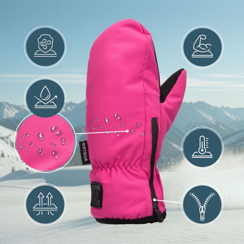 Meteor Juna Winter Gloves XXS pink/black rózsaszín kesztyű 17718