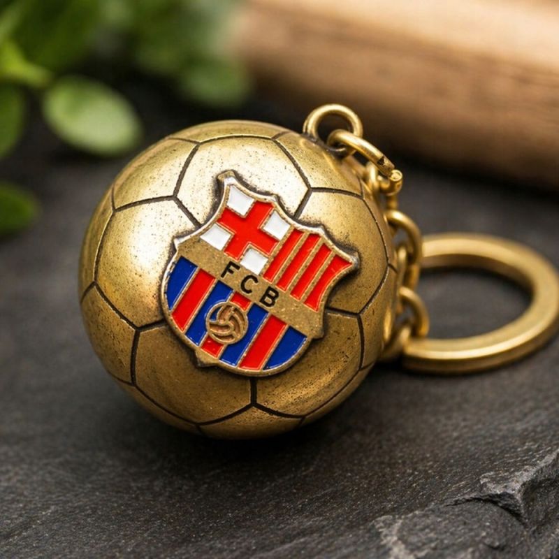 FC Barcelona original licensed keychain in the shape of a golden with the coat of arms złoty labda B7081