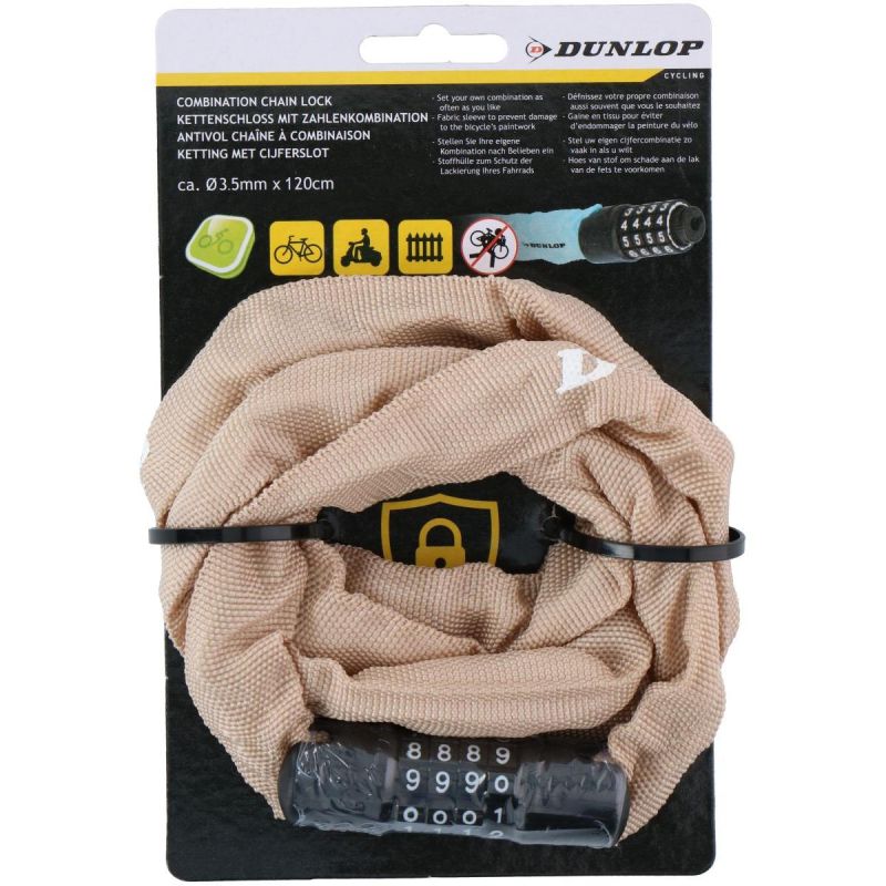 Dunlop Bicycle Lock Chain With Code 120cm Length - bézs kiegészítő GSP-1042527