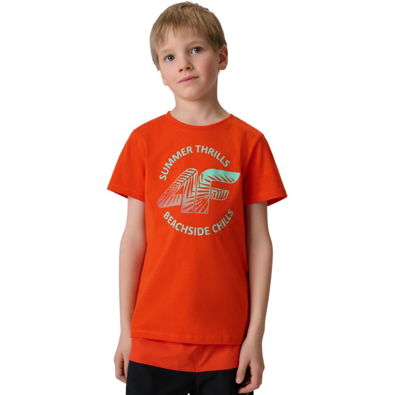 4F Boy's T-shirt M3284 red 62S piros póló 4FJWSS26TTSHM328462S