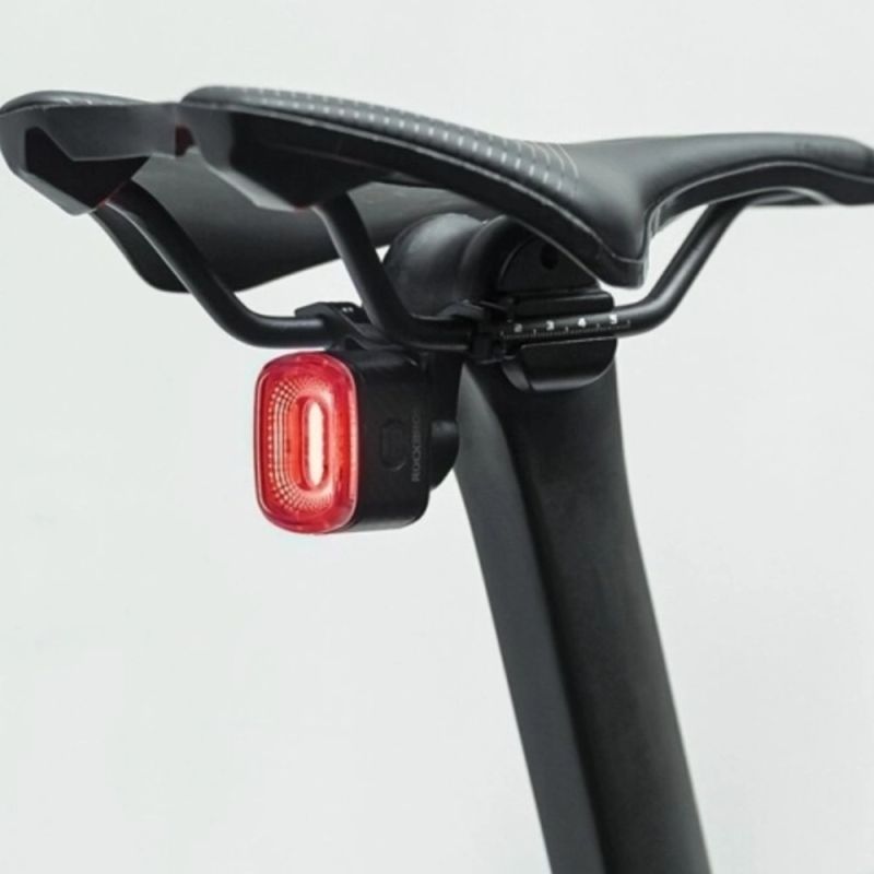 Rockbros Q2S LED Rear Bike Light with Smart Stop System + USB-C - USB-A Cable - Black fekete lights, tourist equipment