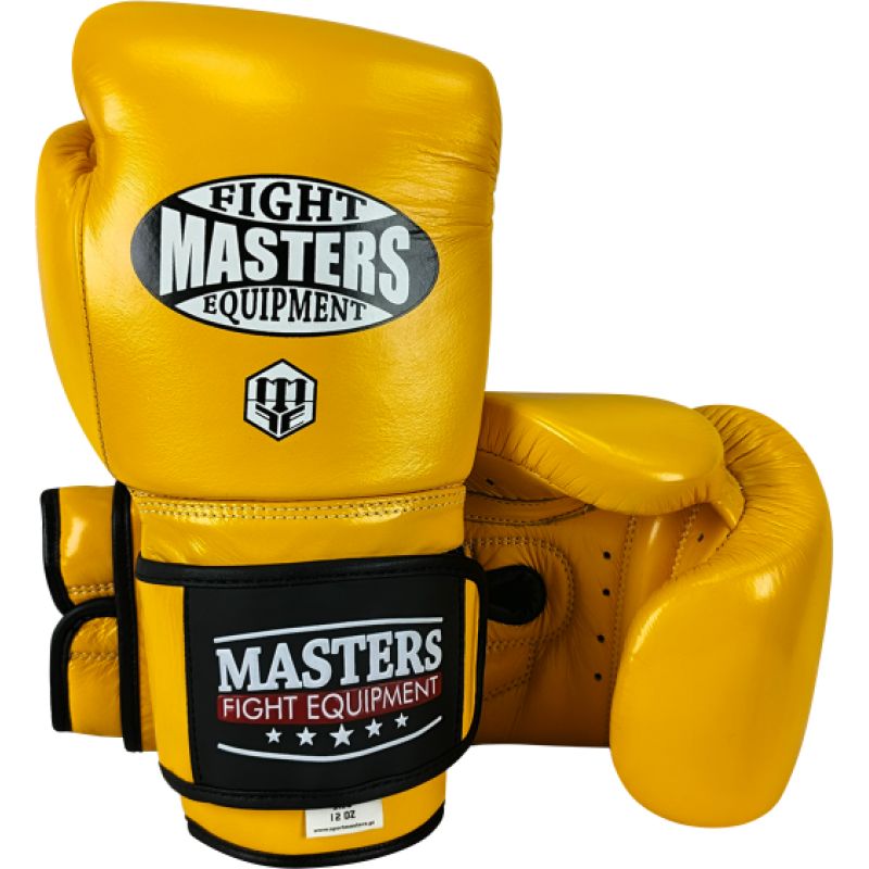 MASTERS FIGHT EQUIPMENT RBT-MEX Leather Boxing Gloves 12 oz Yellow sárga kesztyű 012204-12