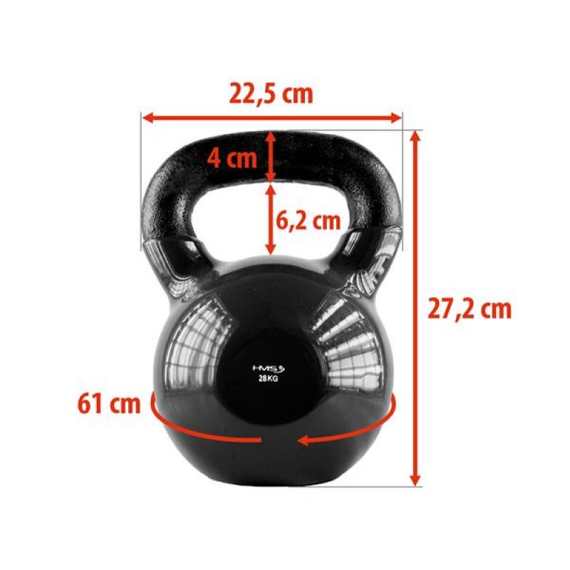 HMS Cast iron kettlebell with vinyl coating black KNV28 fekete fejpánt 17-64-067