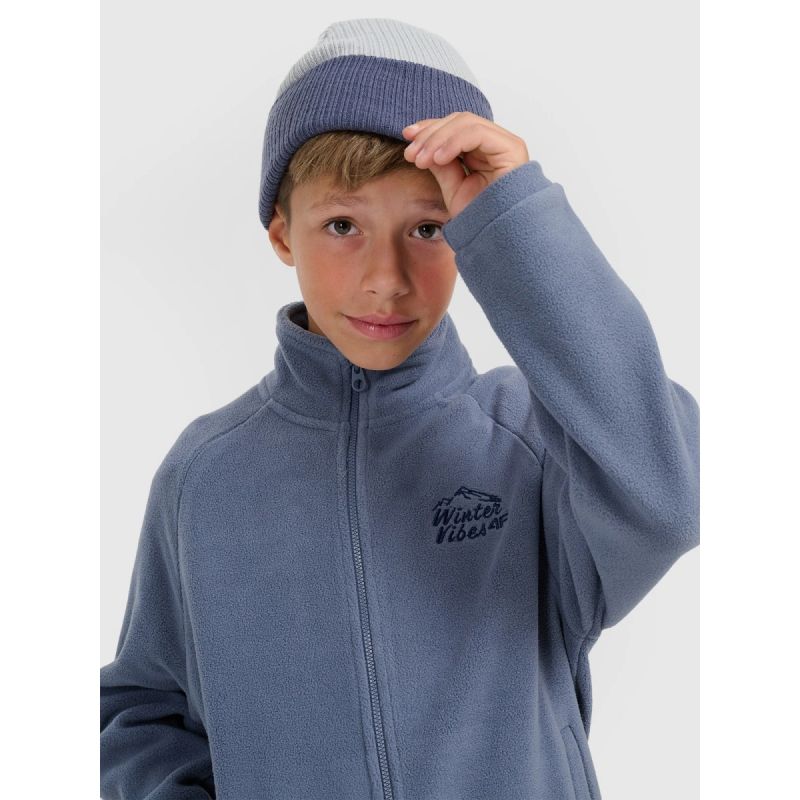 Regular fleece with stand-up collar for boys 4F 4FJRAW25TFLEM490-32S pulóver