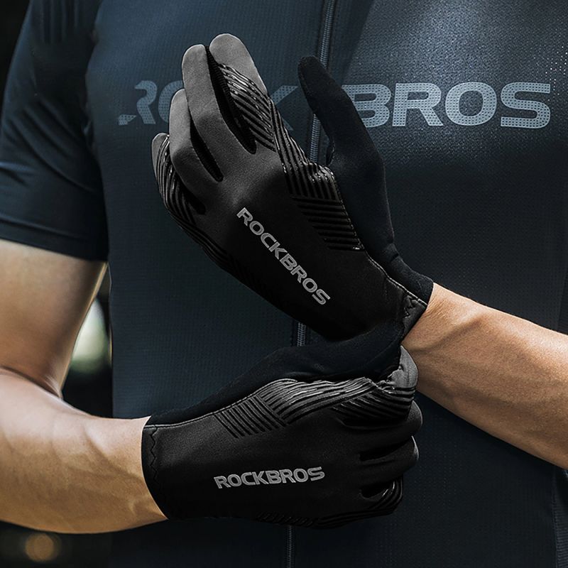 Rockbros cycling gloves spring/summer/autumn, full, size: L - black czarny \ l kesztyű