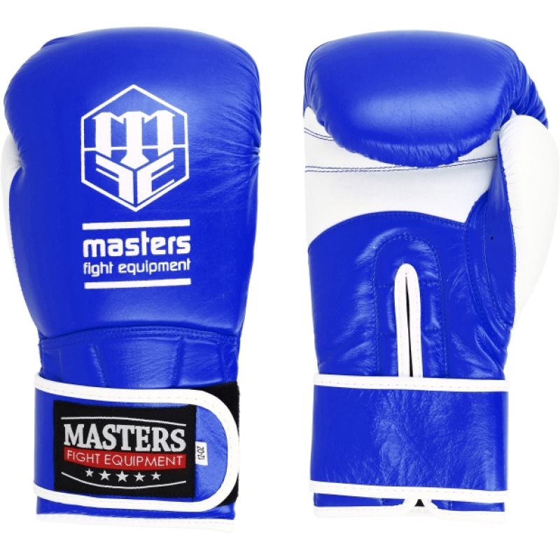 MASTERS FIGHT EQUIPMENT MASTERS RBT-PERFECT-GRIP Leather Boxing Gloves 12 oz biało - czarne kesztyű 01587-12-0105